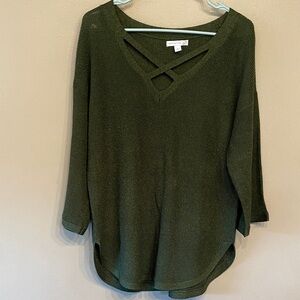 Westport Olive V-Neck Sweater